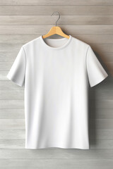 Classic white t-shirt mock up on a light background. AI generated