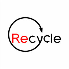 Recycle word design with arrow symbol on letter Y and C.