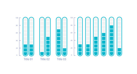 Vertical progress infographic chart design template set. Status report. Project completion. Visual data presentation. Editable bar graphs collection. Myriad Pro-Bold, Regular fonts used