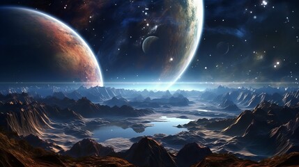 the wonders of the cosmos with ultra detail HD backgrounds that showcase the breathtaking beauty of planets, earth and moon, Generative AI