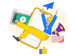 Business People Flat Vector Concept Operation Hand Drawn Illustration
