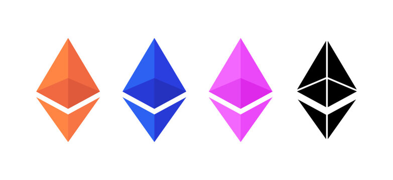 Ethereum. Flat, color, ethereum cryptocurrency, ethereum project. Vector icons.