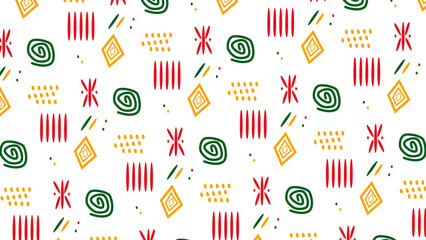Juneteenth  background  with an alpha channel with African ornaments in red, yellow and green. Perfect for videos about African culture, emancipation and the fight against racism.