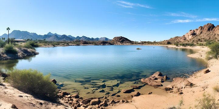 Beautiful Saguaro Lake, Arizona Landscape
