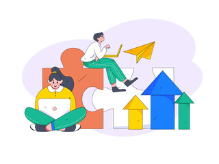 Business People Flat Vector Concept Operation Hand Drawn Illustration
