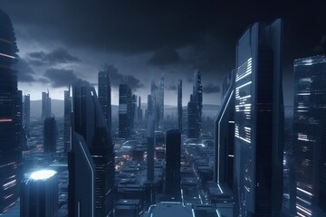 A futuristic cityscape with advanced virtual reality and augmented reality technology, Generative AI