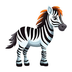 Fototapeta na wymiar Quirky Zebra: Playful 2D Illustration of a Charming Trotting Beauty
