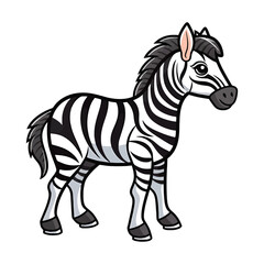 Naklejka na ściany i meble Quirky Zebra: Playful 2D Illustration of a Charming Trotting Beauty