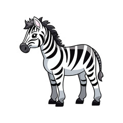 Naklejka na ściany i meble Quirky Zebra: Playful 2D Illustration of a Charming Trotting Beauty