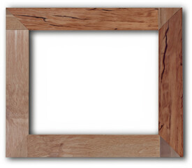 Empty photo frame from wood isolated on white background with clipping path