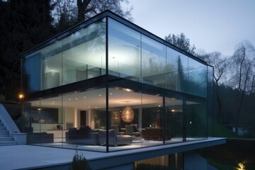 Fototapeta premium modern glass exteriors with sleek and minimalist design, created with generative ai