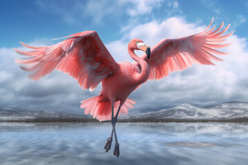 Flamingo Images: Discover the Grace and Beauty of Pink Flamingos in Nature! Explore the Fascinating World of Flamingos in the Wild and at the Zoo. Admire the Vibrant Colors, Long Necks, Generative Ai