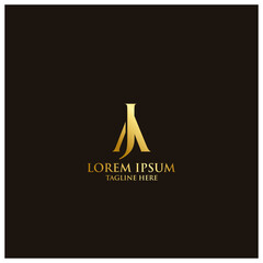 Luxury creative golden color logo design, Letter Logo vector, Creative icon, modern logos, professional black background  golden color logo