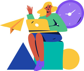 Business People Flat Vector Concept Operation Hand Drawn Illustration
