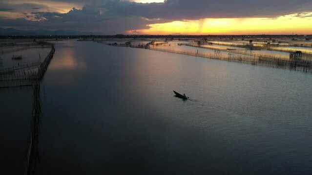 Daily life of fishermen in the lagoons in Hue.Video taken at Chuon lagoon,Hue , Vietnam