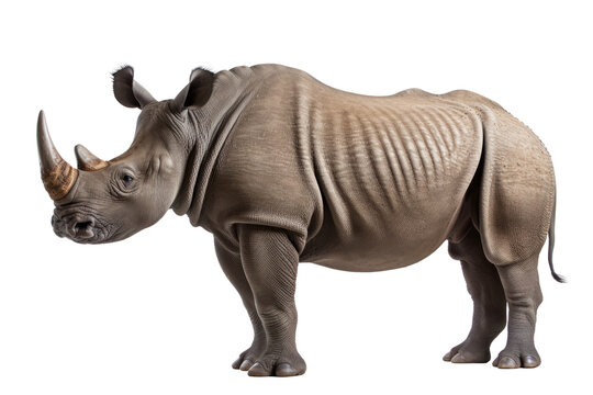 African black rhinoceros isolated on white.