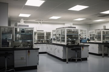 modern laboratory with clean lines, advanced equipment, and the latest technology, created with generative ai