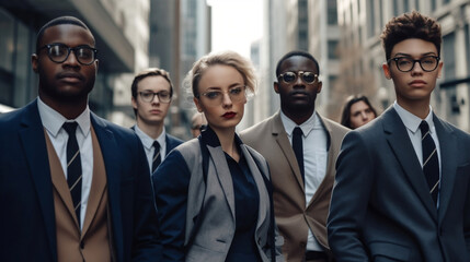 Fototapeta premium Diverse business team in city, partnership.
