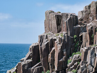 Rock formation and sea on a sunny day, Isle of Skye, Scotland