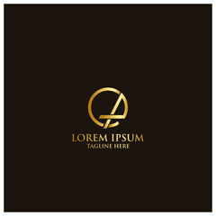 Luxury creative golden color logo design, Letter Logo vector, Creative icon, modern logos, professional black background  golden color logo