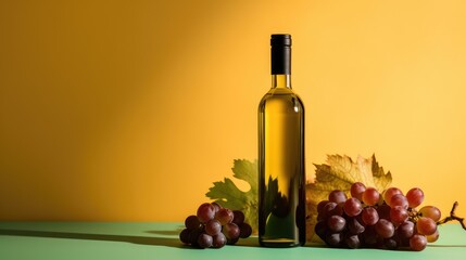 Bottle of wine with grapes near-by