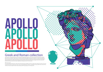 Modern Art Vector banner, Apollo's head - obrazy, fototapety, plakaty