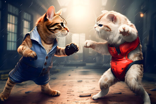 cats fighting game concept ai generated art Generative AI