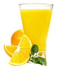 Glass with Orange Juice and Fruit - Transparent PNG Background