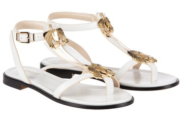 sandals with metallic accents and rhinestones, created with generative ai