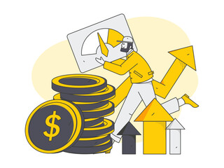 Business People Flat Vector Concept Operation Hand Drawn Illustration
