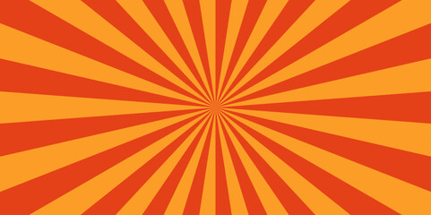 Orange sunburst background. Abstract background with rays. Sun ray vector background radial sunrise or sunset light retro design. Abstract summer sunny. Vintage beam sunburst texture.