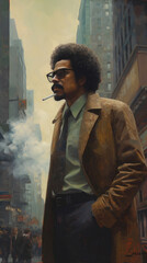 Fototapeta na wymiar Vintage Urban Cool: African American Mobster. Generative AI