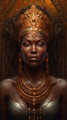 Radiant Beauty: Captivating Dark-Skinned Goddess. Generative AI