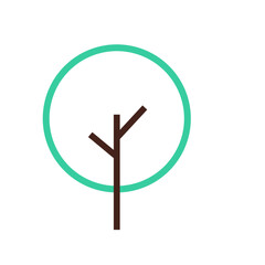 Geomteric Tree Line Icon Set Illustration