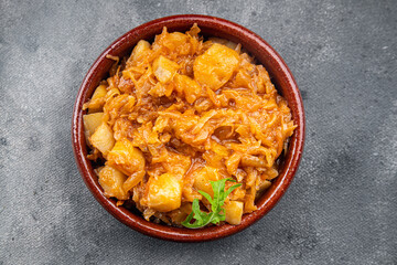 cabbage stewed vegetable meal food snack on the table copy space food background rustic top view