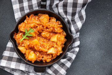 cabbage stewed vegetable meal food snack on the table copy space food background rustic top view