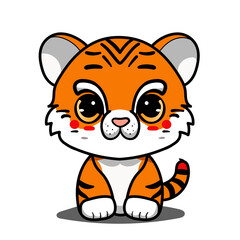 Fototapeta na wymiar Playful Tiger Cartoon Character for Illustrations and Designs.