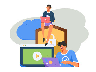 Business People Flat Vector Concept Operation Hand Drawn Illustration
