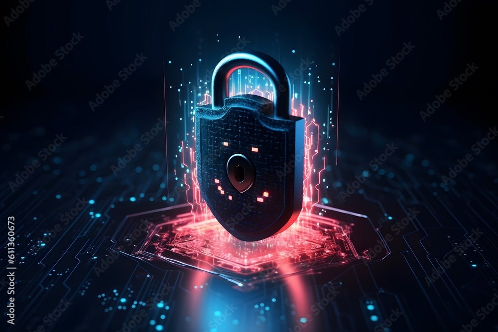Aufkleber cyber data protection and technology. technology concept security privacy. generative ai
