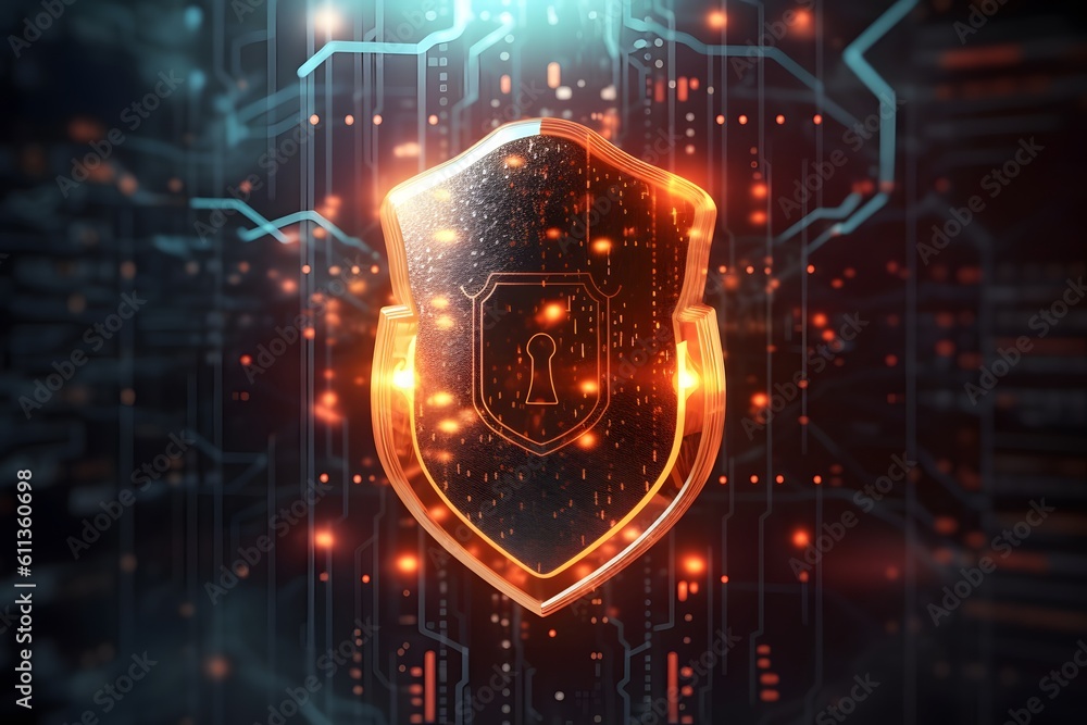 Poster cyber security firewall interface protection. protect personal information. generative ai