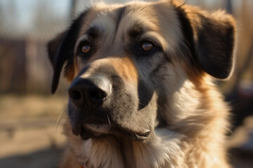 User central asian shepherd portrait dog, tongue close up, generated ai