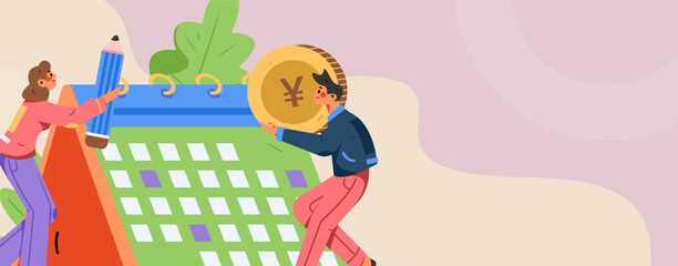 Business People Flat Vector Concept Operation Hand Drawn Illustration
