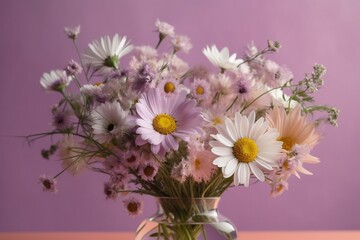 Close-Up of Colorful Wildflower Bouquet, Vibrant and Cheerful