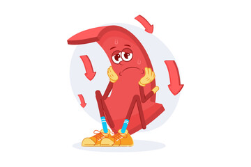 Down Arrow Tired Of Decreasing Investments Vector Illustration Design Concept