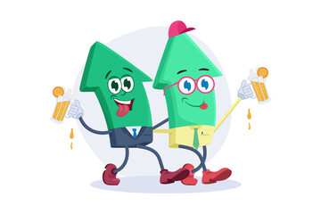 Arrow Character With Increase in Investment Value Vector Illustration Design Concept