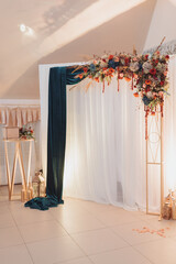 A luxurious wedding ceremony. Romantic wedding ceremony. Champagne glasses on a white background....