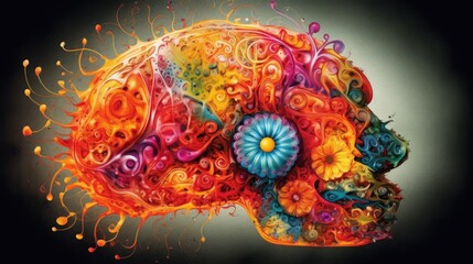 A human brain exploding with knowledge and creativity. Creative brain. Generative ai