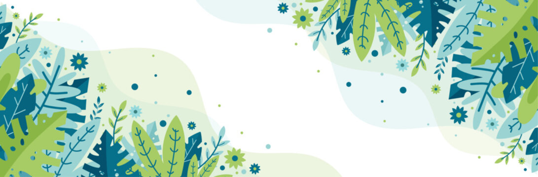 Banni&egrave;re - Arri&egrave;re-plan fleurs- D&eacute;corations florales vectorielles &eacute;ditables - Couleurs douces - Design moderne - &Eacute;l&eacute;ments v&eacute;g&eacute;taux po&eacute;tiques et l&eacute;gers