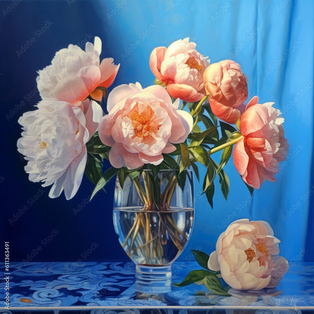 Sticker peonies in vase: The Majestic Beauty of Springtime