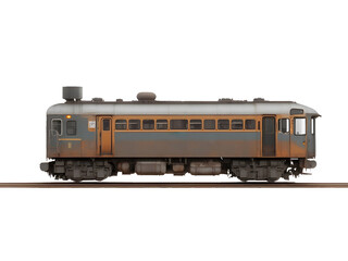 Train on rail track isolated on transparent background. Generative AI